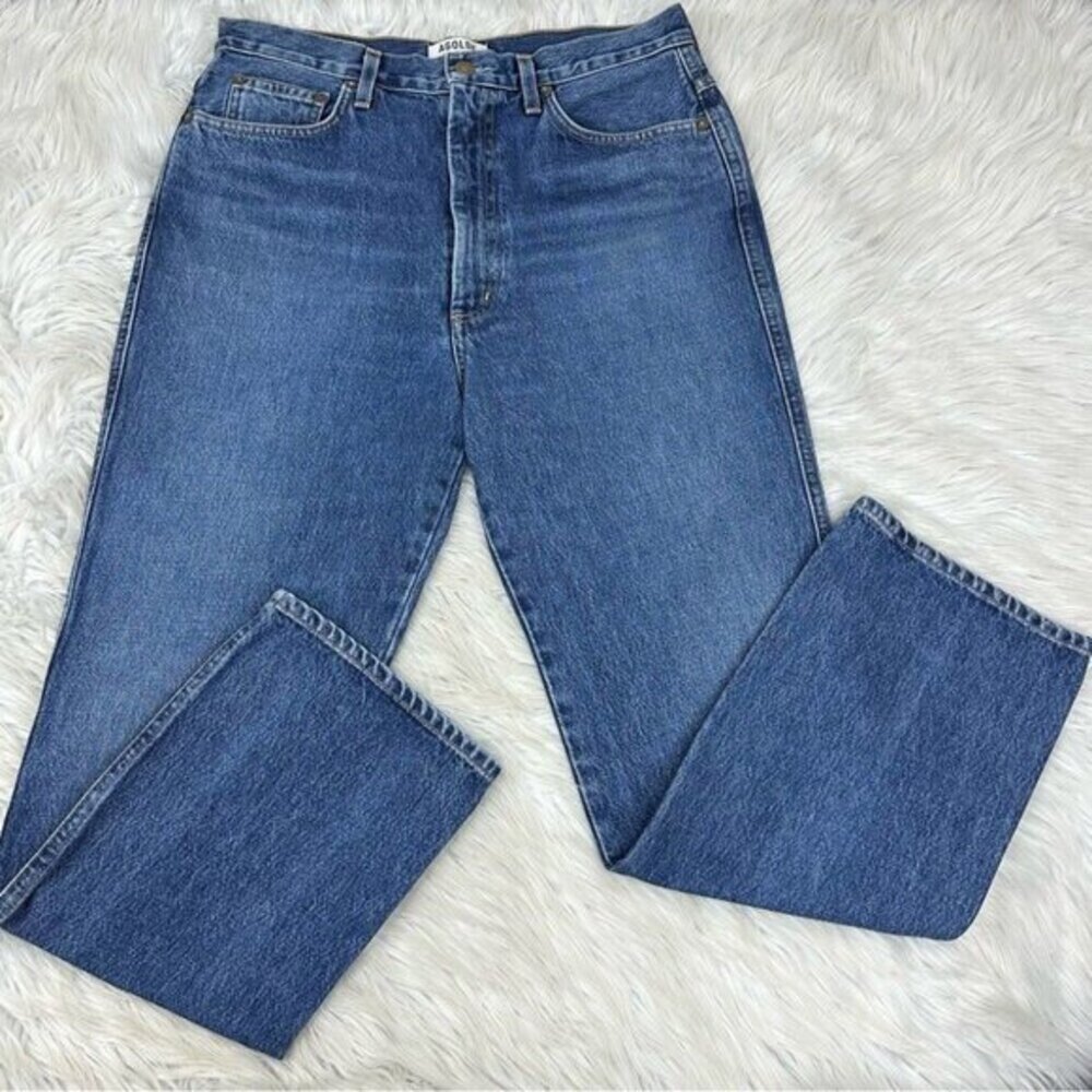 AGOLDE Pinch Waist High Rise Straight Leg Denim Jeans Sphere Blue Size 31 Womens